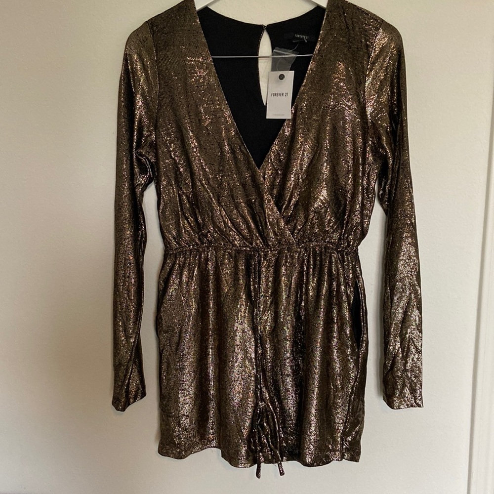 NWT FOREVER 21 gold romper
